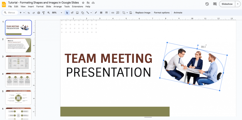 Rotate a shape in Google Slides